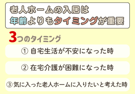 老人ホームに入居するタイミング3つについて