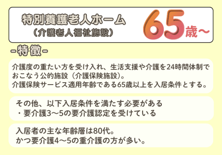 特別養護の入居老人ホームの入居可能年齢
